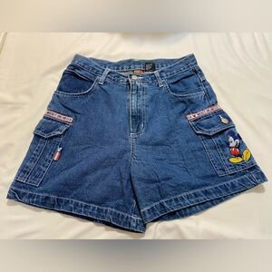 Women’s Disney Denim Shorts with Colorblock Mickey Patch - Blue & Multi